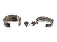 Navajo or Zuni Silver and Petit Point Turquoise Cluster Cuff Bracelets AND Screwback Earrings
