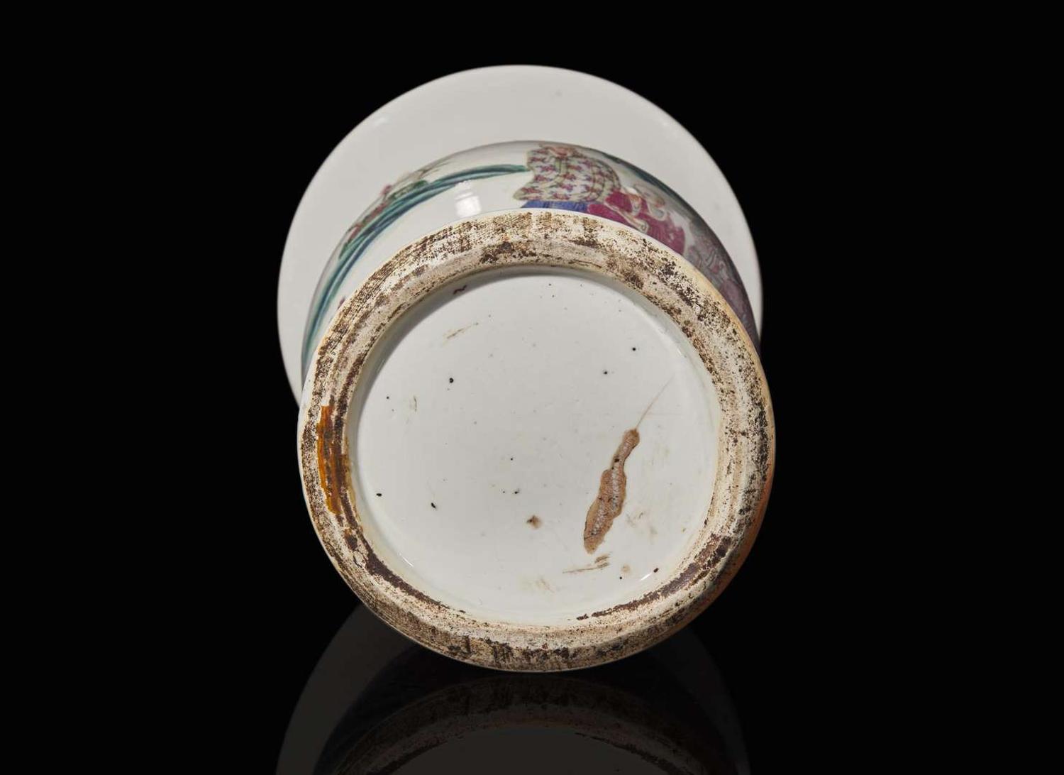 A Chinese famille rose-decorated "Lohans" "Phoenix-tail" vase, Qing dynasty, 19th century 粉彩通景羅漢鳳尾尊 清 十九世紀