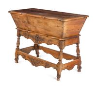 A French Provincial Walnut Panettiere and Dough Box on Stand