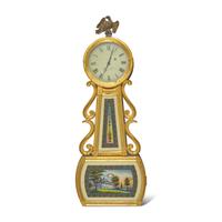 A Federal Giltwood and Eglomise Banjo Clock