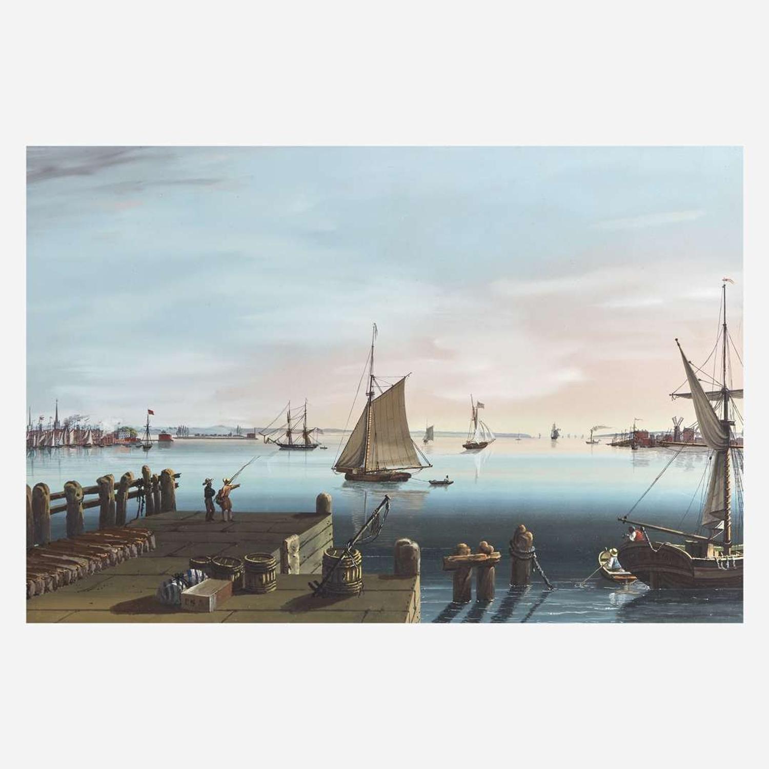 Nicolino V. Calyo (American, 1799–1884) View of New York City from Hoboken
