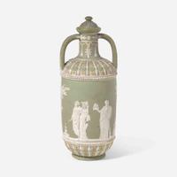 A Wedgwood jasper dip tricolor diceware covered vase 19th century
