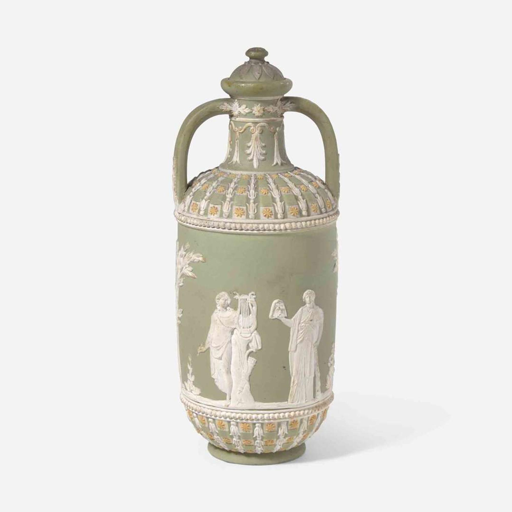 A Wedgwood jasper dip tricolor diceware covered vase 19th century