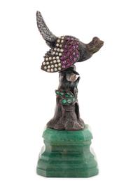 A Continental Silver, Pearl and Hardstone Inset Figure