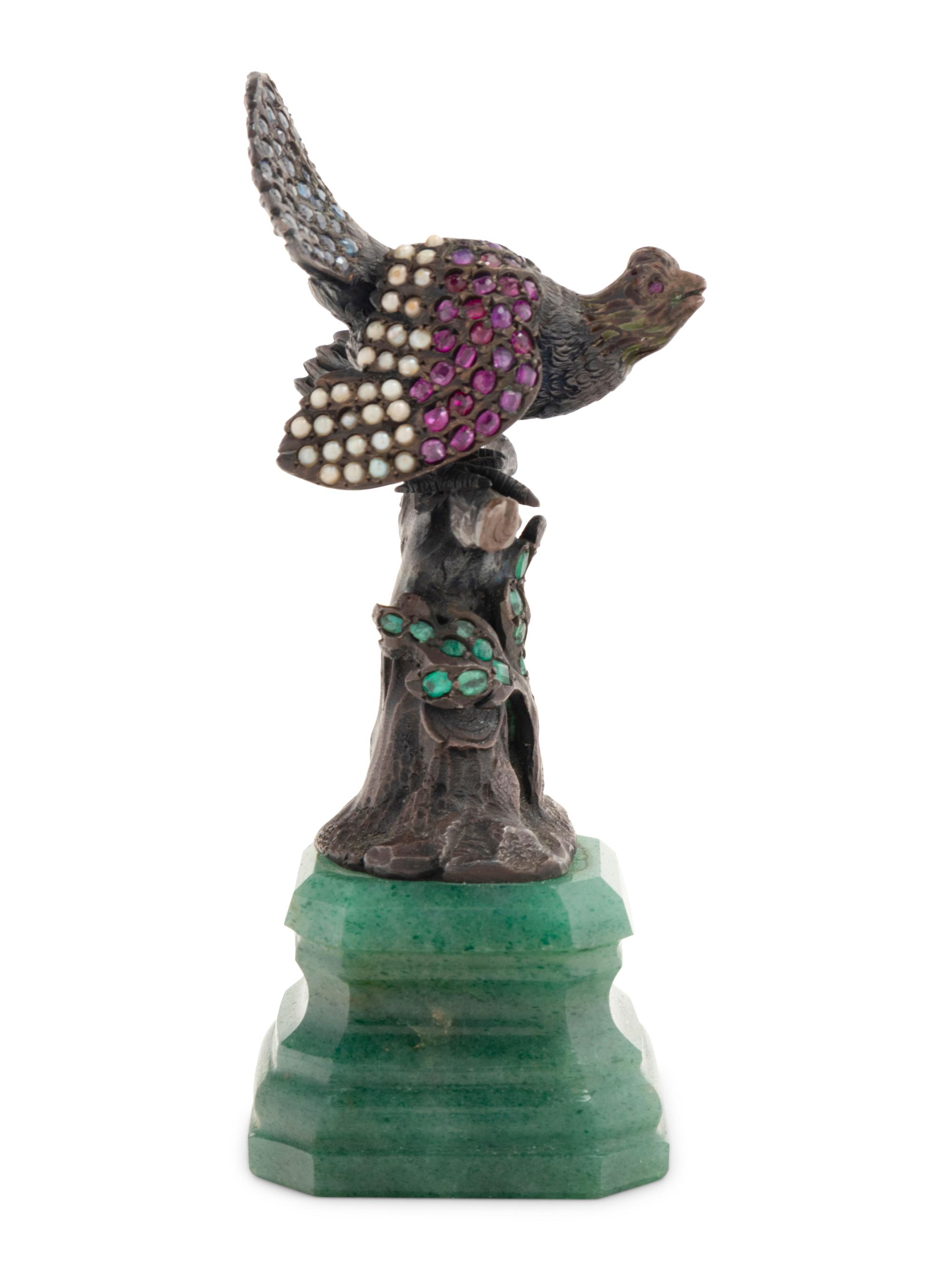 A Continental Silver, Pearl and Hardstone Inset Figure