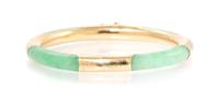 A 14 Karat Yellow Gold and Jadeite Bangle Bracelet, 13.75 dwts.