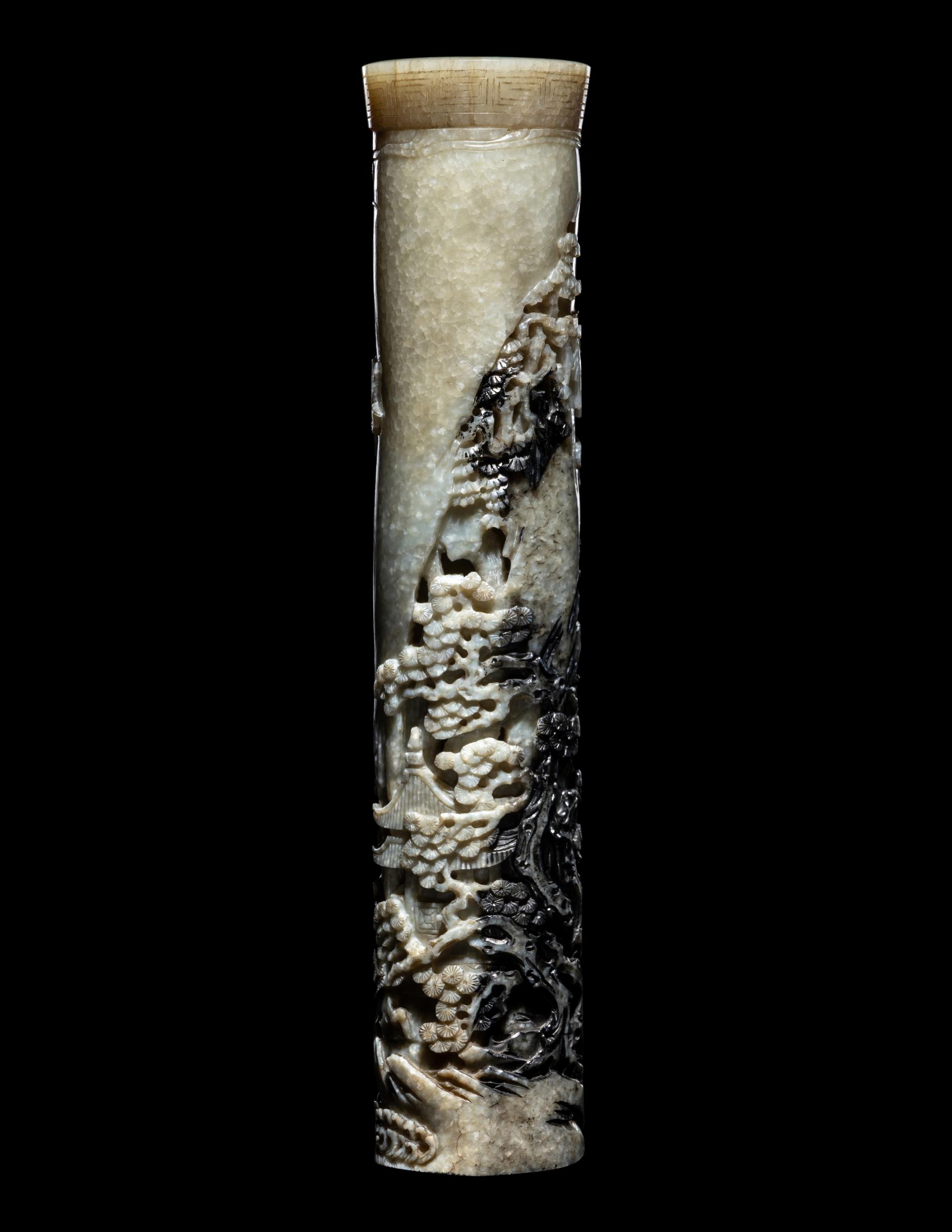 A Carved Black and White Jade Parfumier