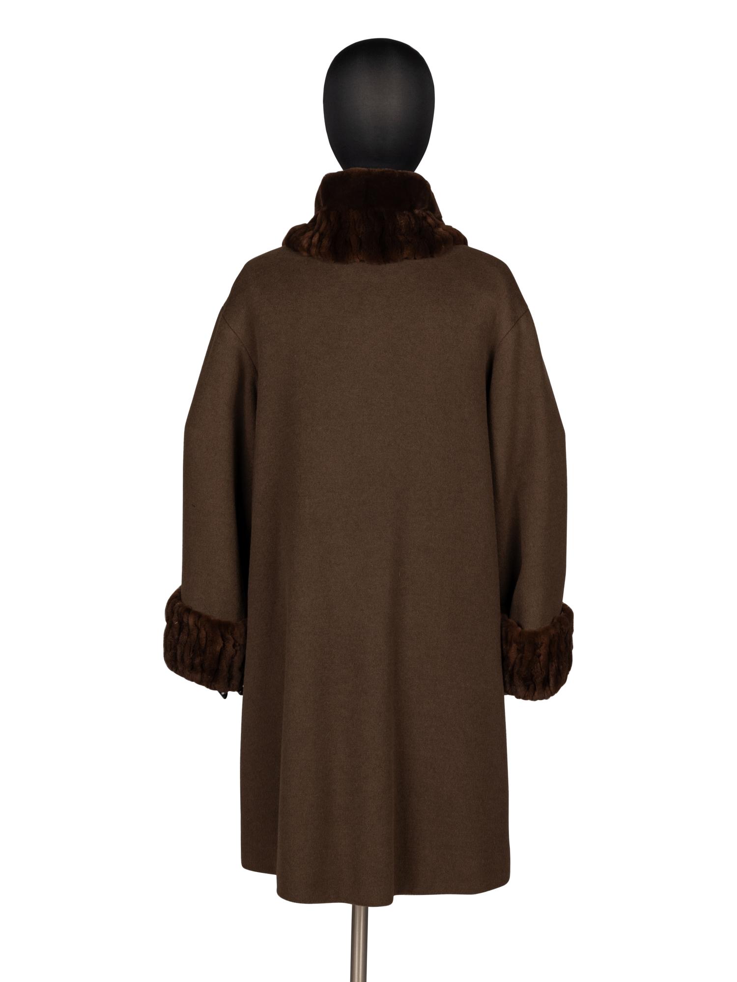 Revillon, Cashgora Coat with Sheared Mink Trim