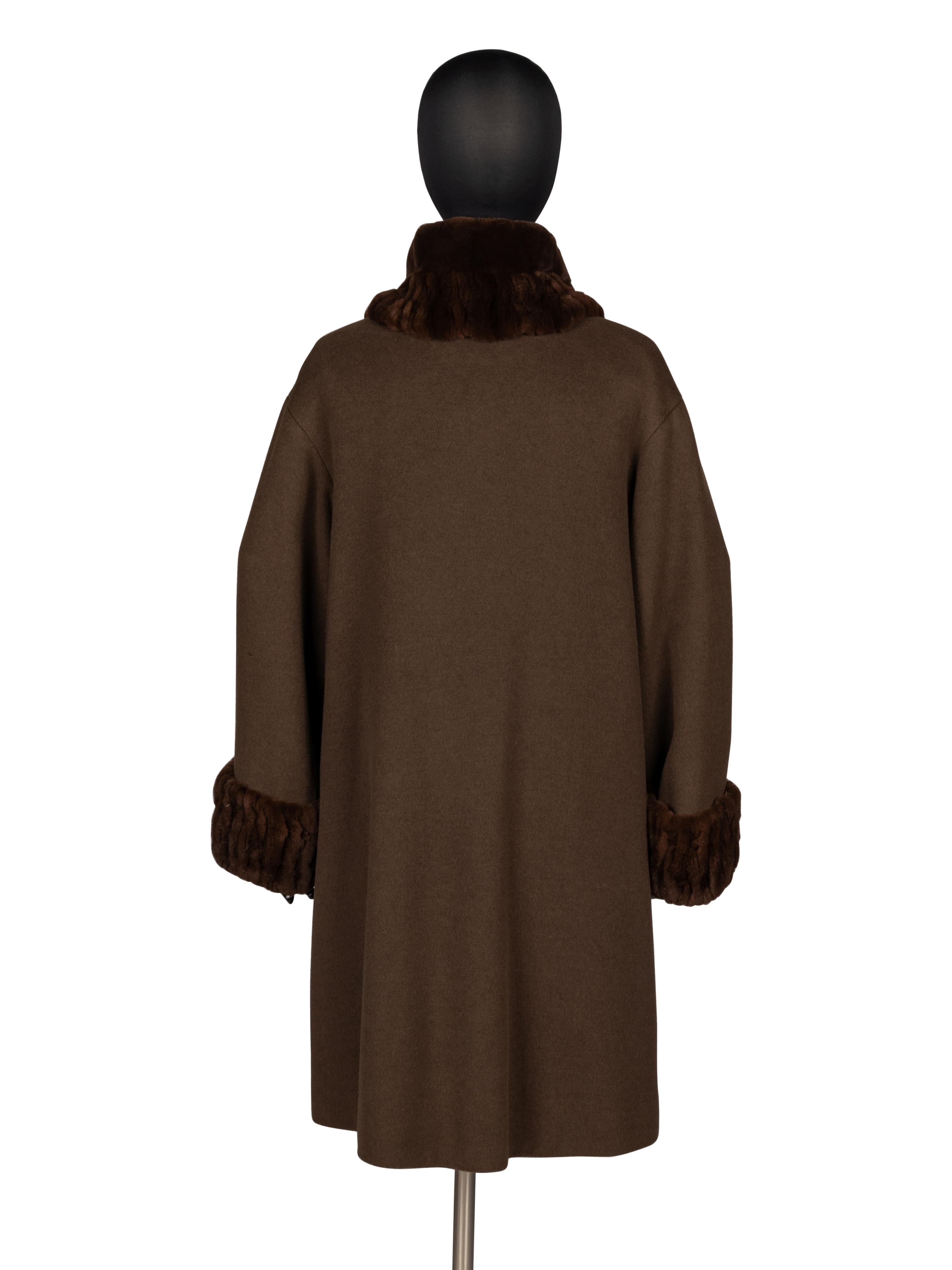 Revillon, Cashgora Coat with Sheared Mink Trim