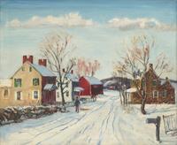 Walter Emerson Baum (American, 1884-1956) — Sledding in Winter, 1946
