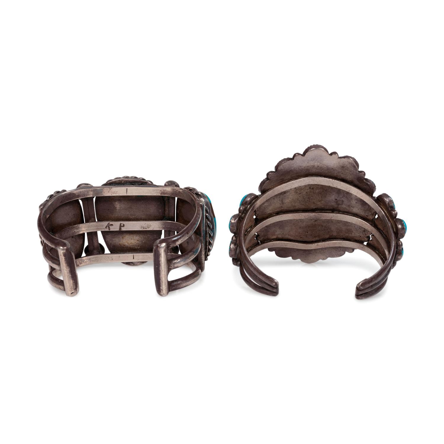 Navajo Silver and Turquoise Cuff Bracelets