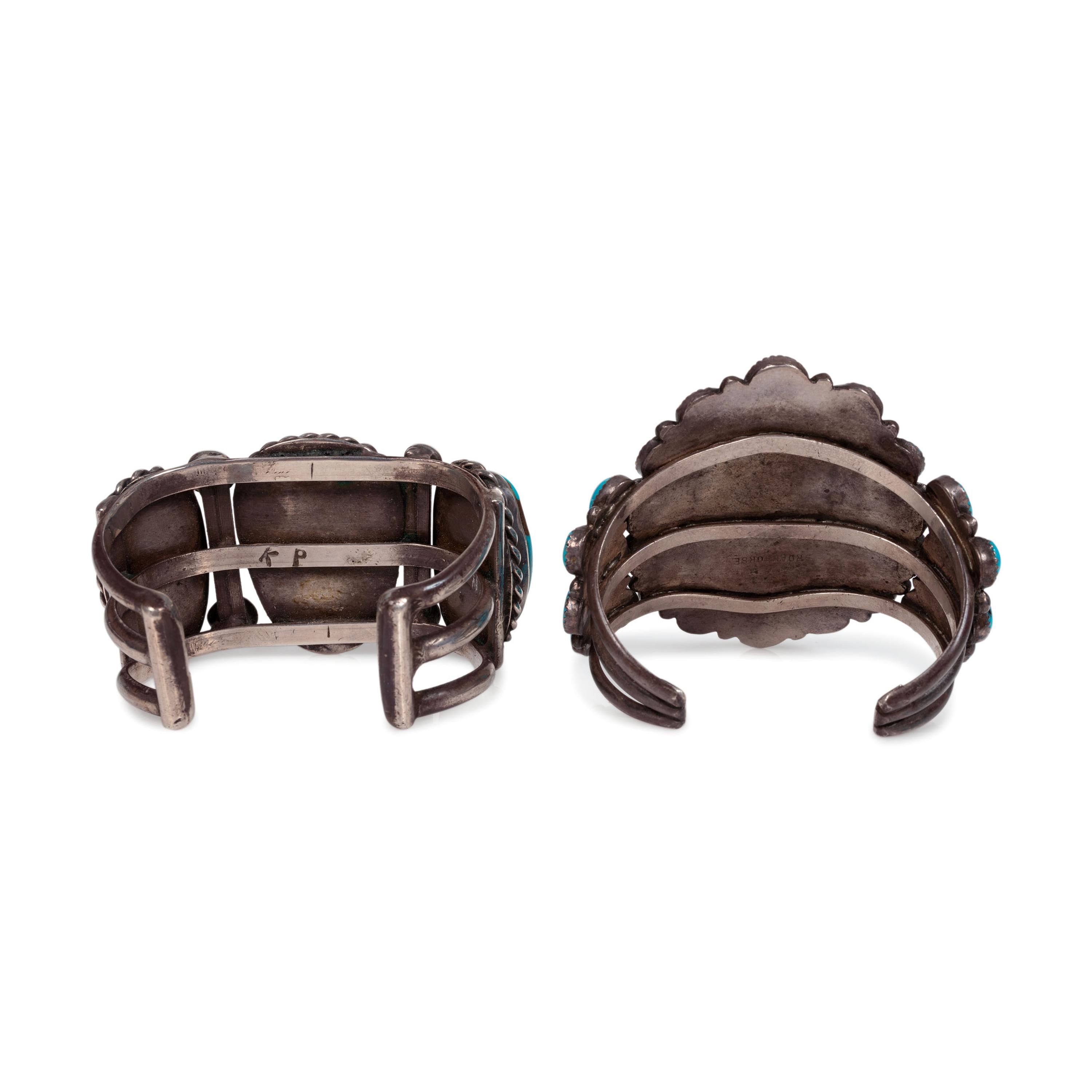 Navajo Silver and Turquoise Cuff Bracelets