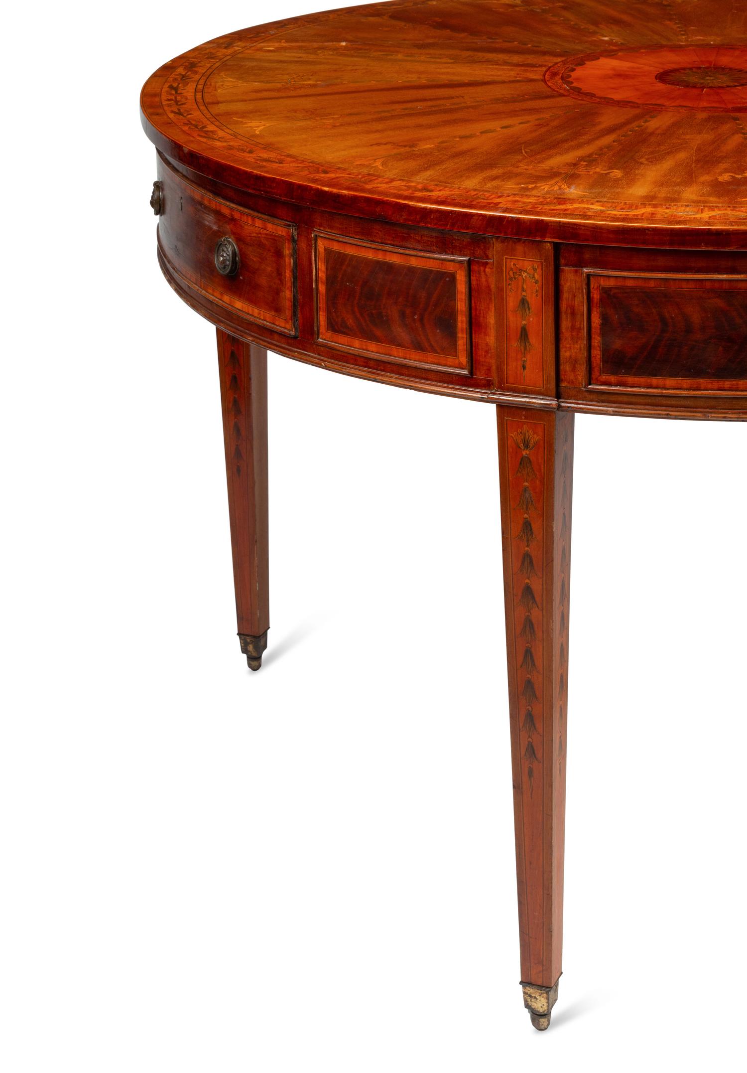 A George III Mahogany Marquetry "Rent" Table
