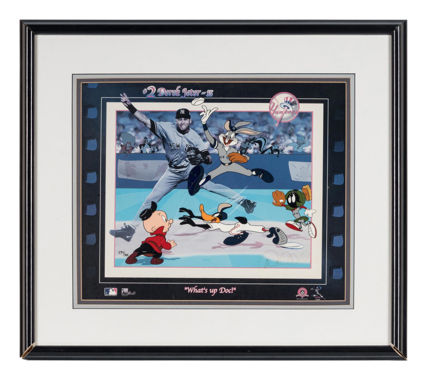 A Derek Jeter Signed Autograph "What's Up Doc!" Looney Tunes Cel,