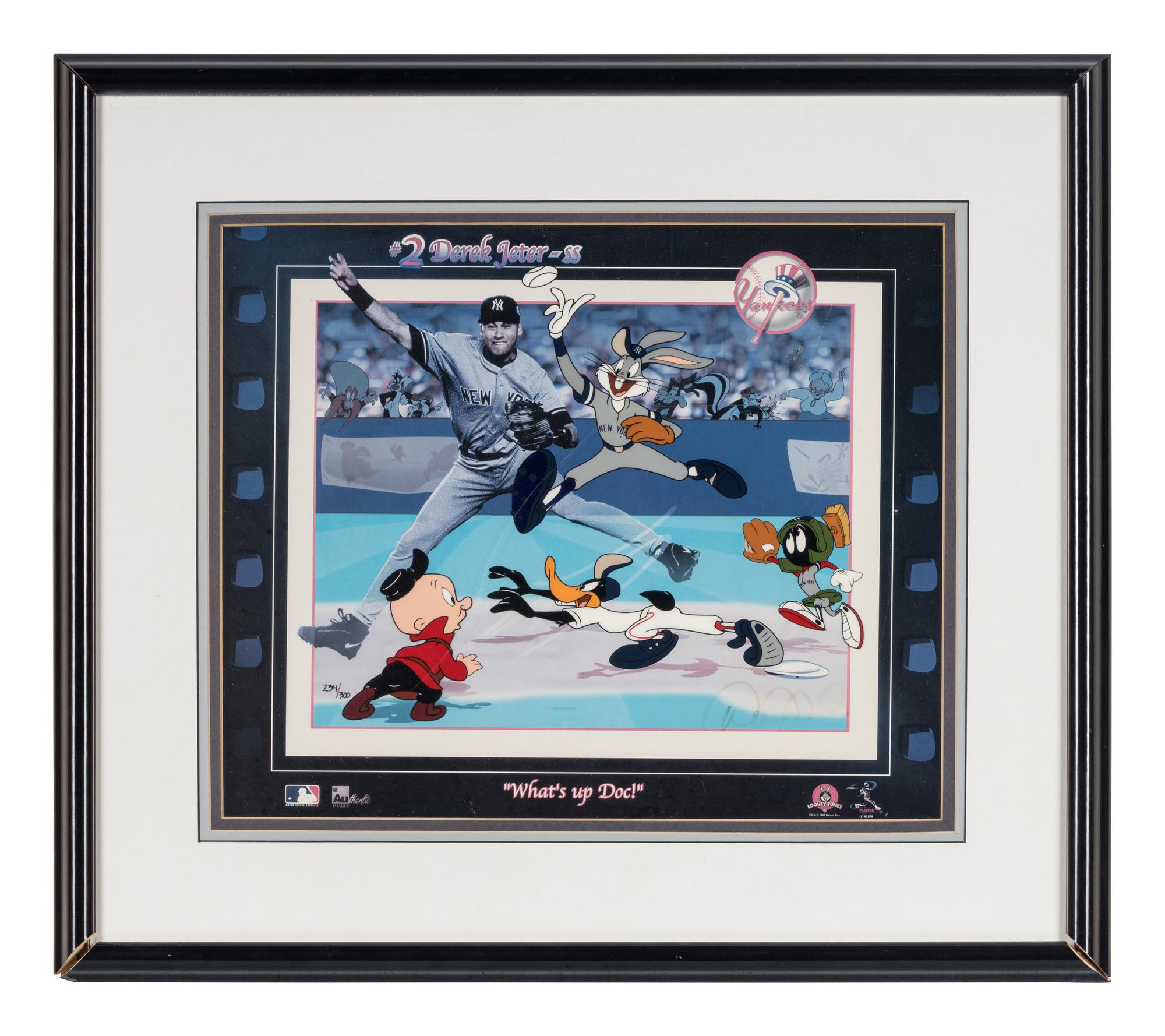 A Derek Jeter Signed Autograph "What's Up Doc!" Looney Tunes Cel,