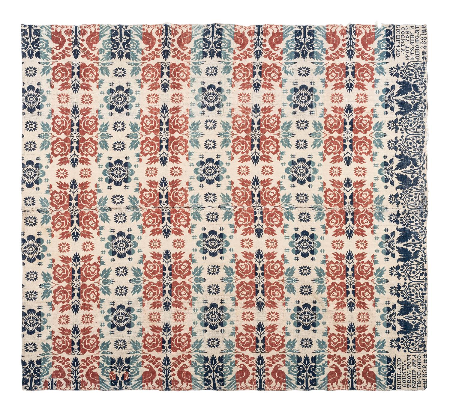 Three Jacquard Woven Cotton Coverlets