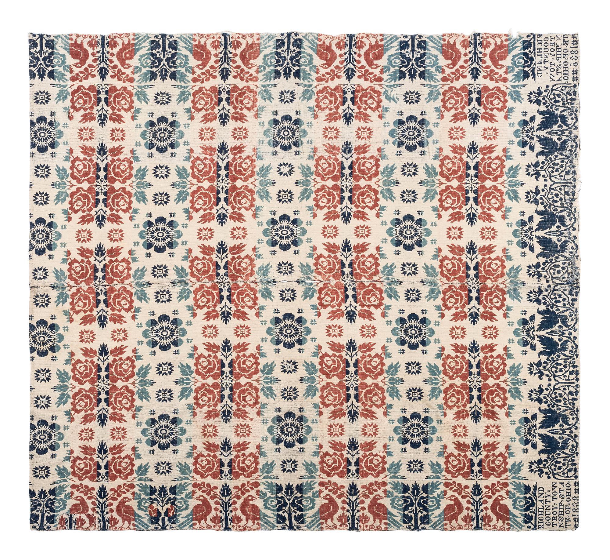 Three Jacquard Woven Cotton Coverlets