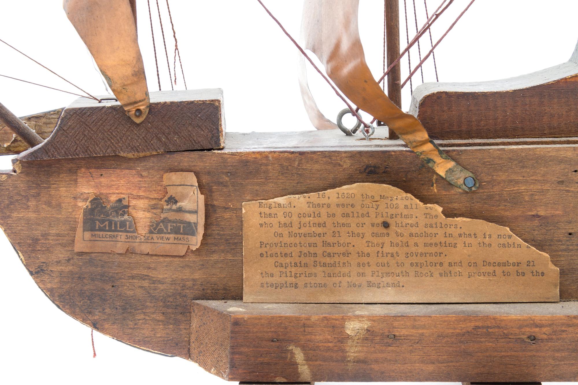 An American Polychrome Wood Ship Model Height 16 3/4 x length 18 1/2 inches. — THE MAYFLOWER