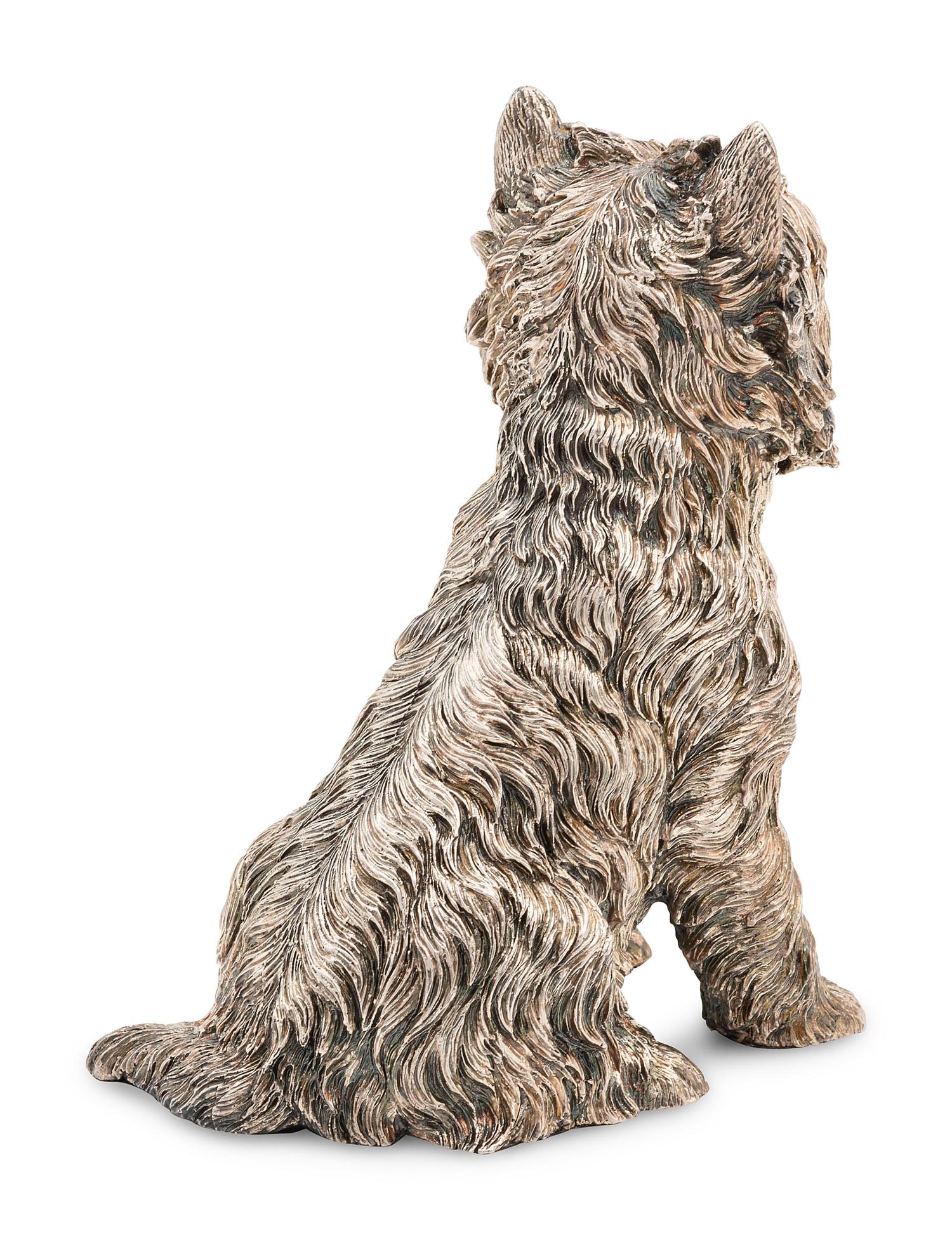 An English Silver Figure of a West Highland Terrier
