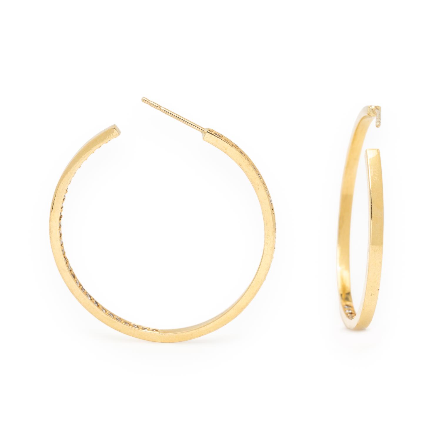 Yellow Gold and Diamond Inside-Out Hoop Earrings