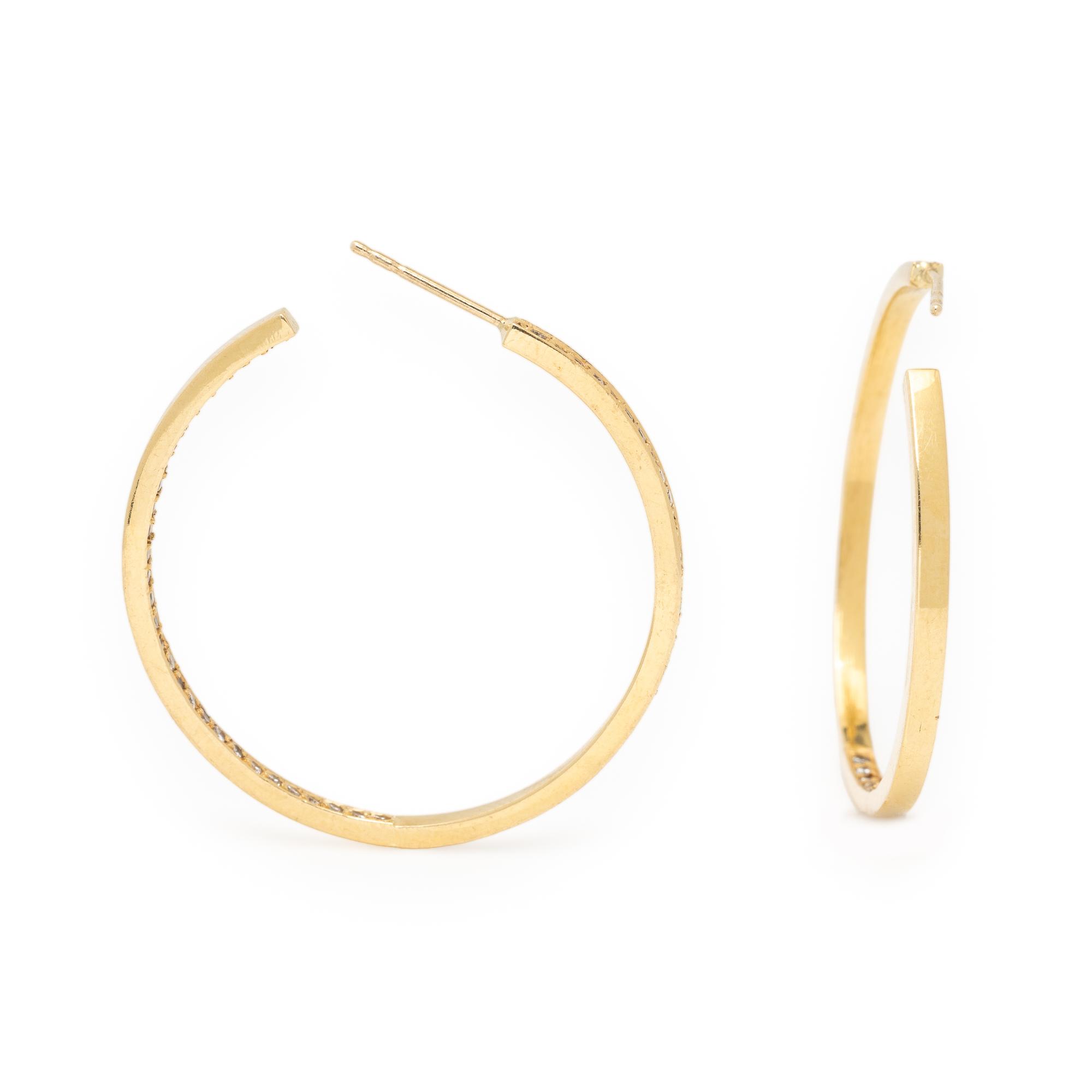Yellow Gold and Diamond Inside-Out Hoop Earrings
