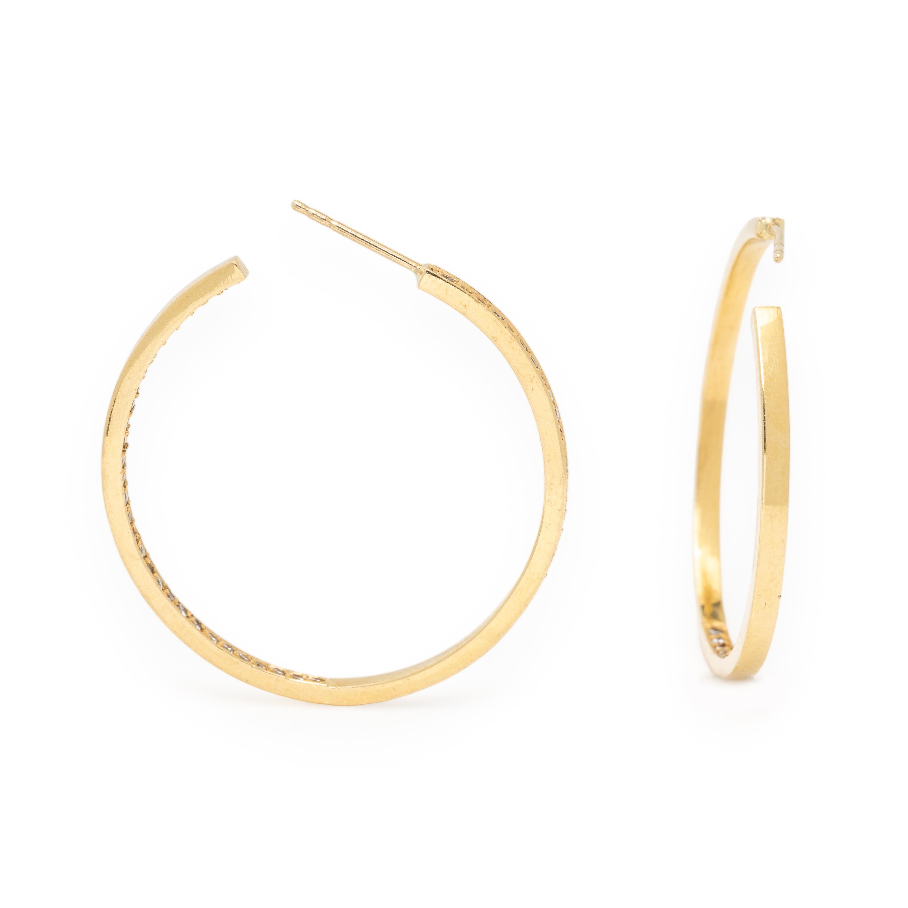 Yellow Gold and Diamond Inside-Out Hoop Earrings
