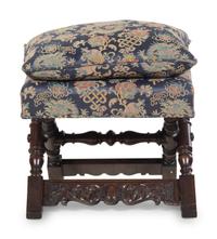 An Italian Baroque Style Walnut X-Form Stool