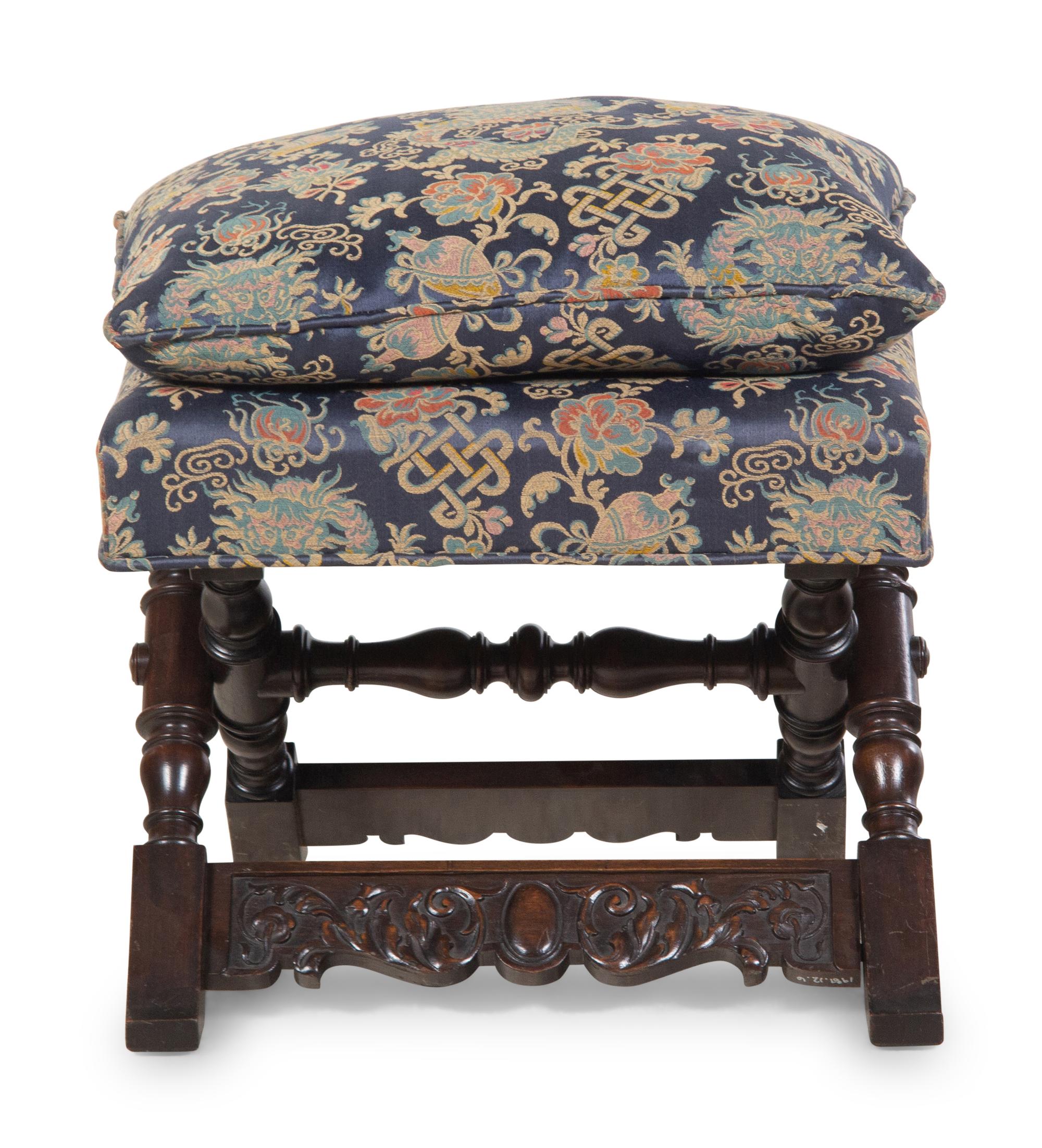An Italian Baroque Style Walnut X-Form Stool