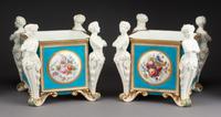 A Pair of Minton Porcelain Jardinieres Height 8 3/4 inches. — 19TH CENTURY
