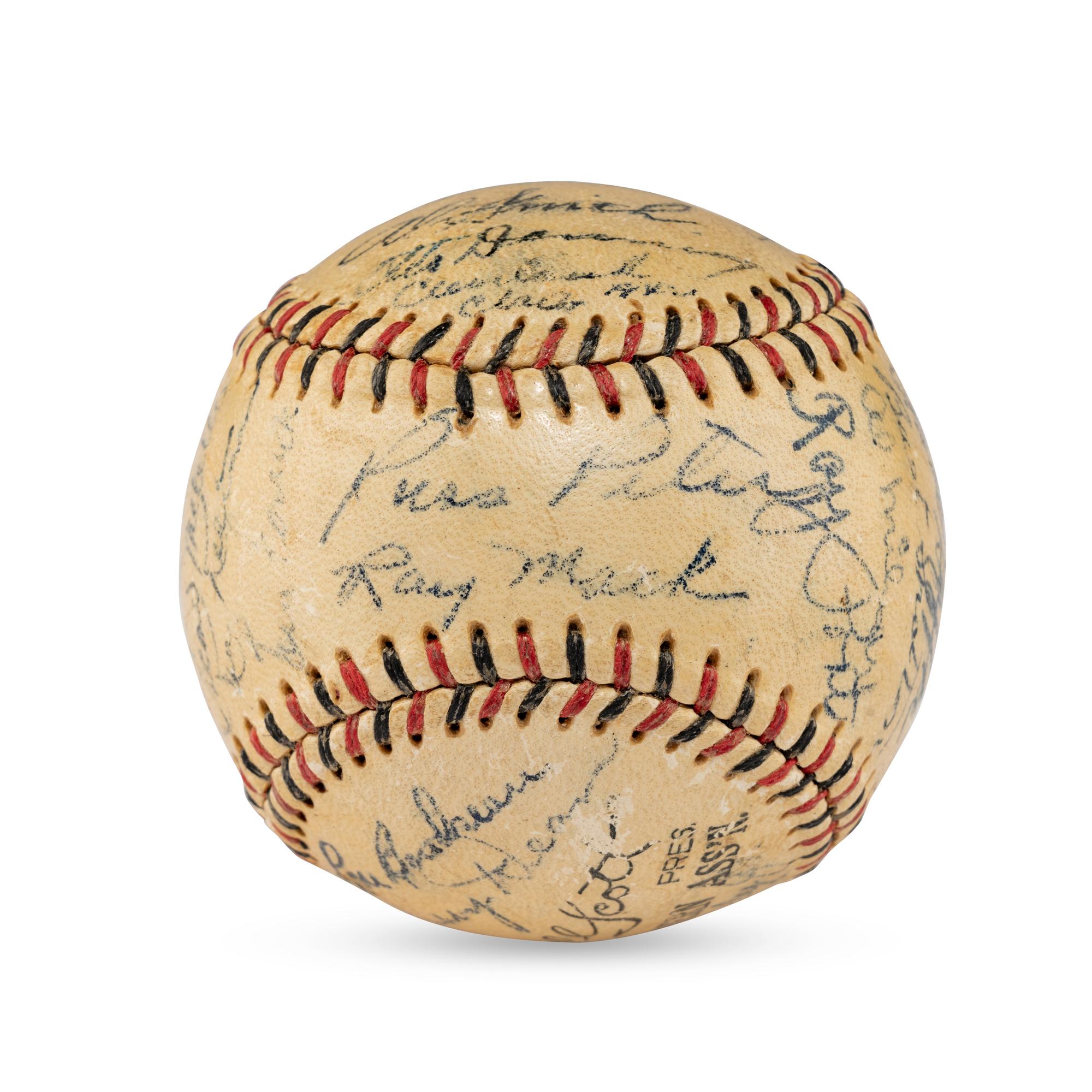 A 1942 Cleveland Indians Team Signed Autograph Baseball