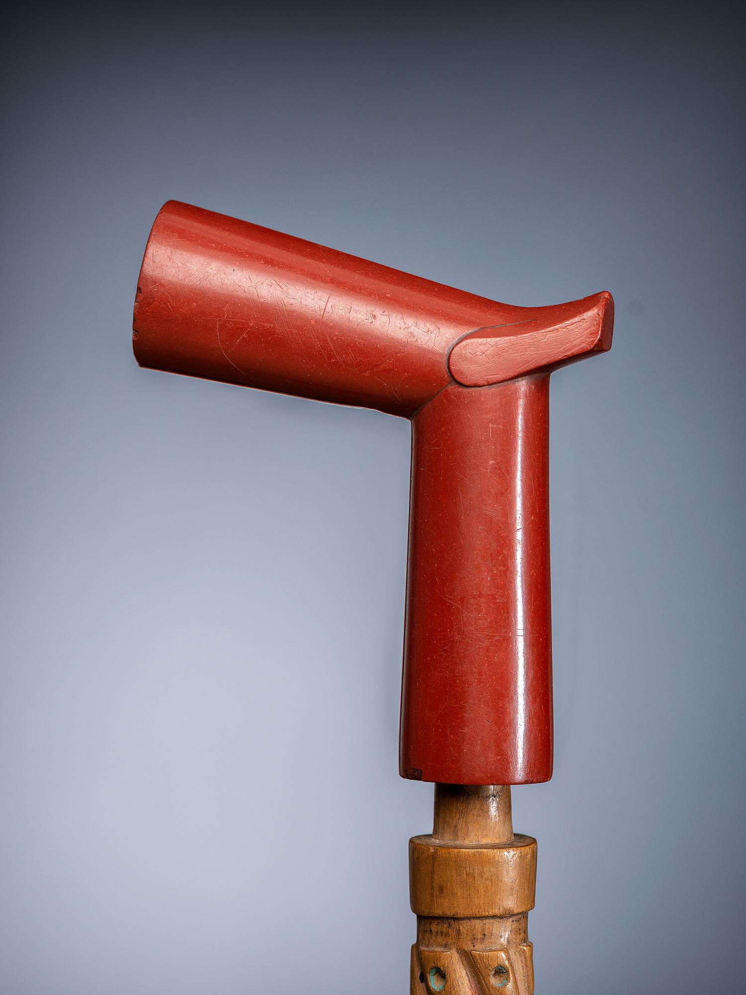 Plains Polychrome Twisted Wood Stem, with Catlinite Bowl