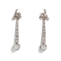 WHITE GOLD AND DIAMOND BOW DROP EARRINGS