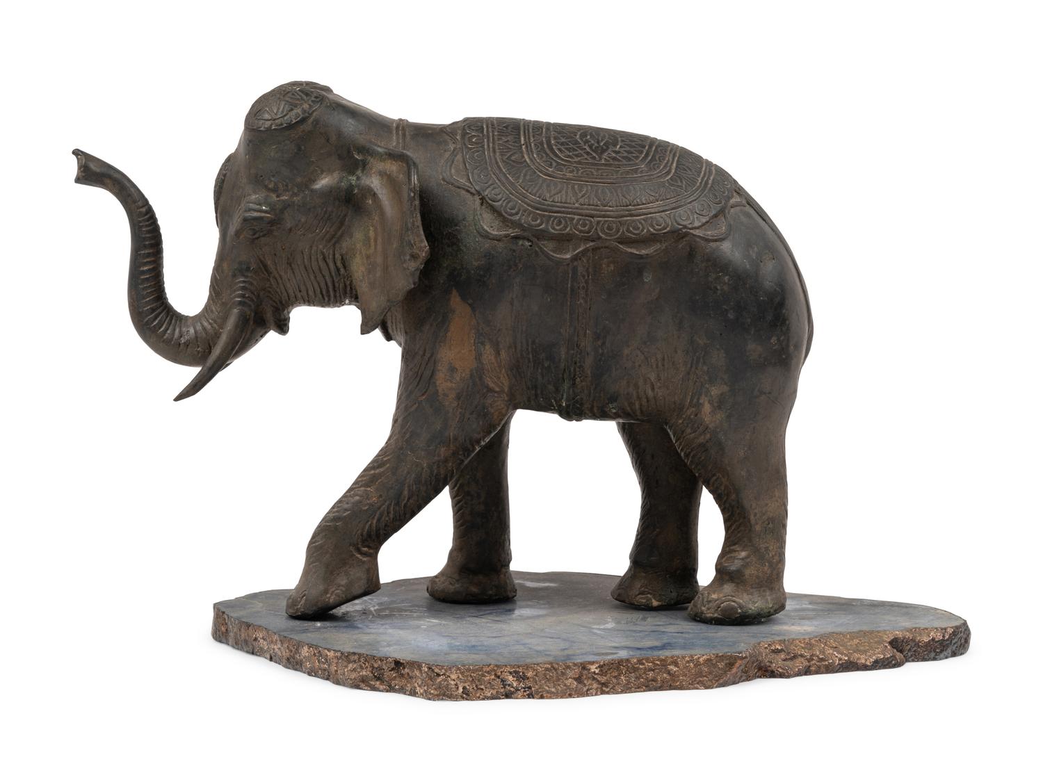 A Cast Metal Elephant Sculpture