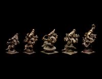 Five Small Indian Bronze Figures of Ganesha