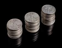 A Group of 45 United States Walking Liberty Half-Dollar Coins