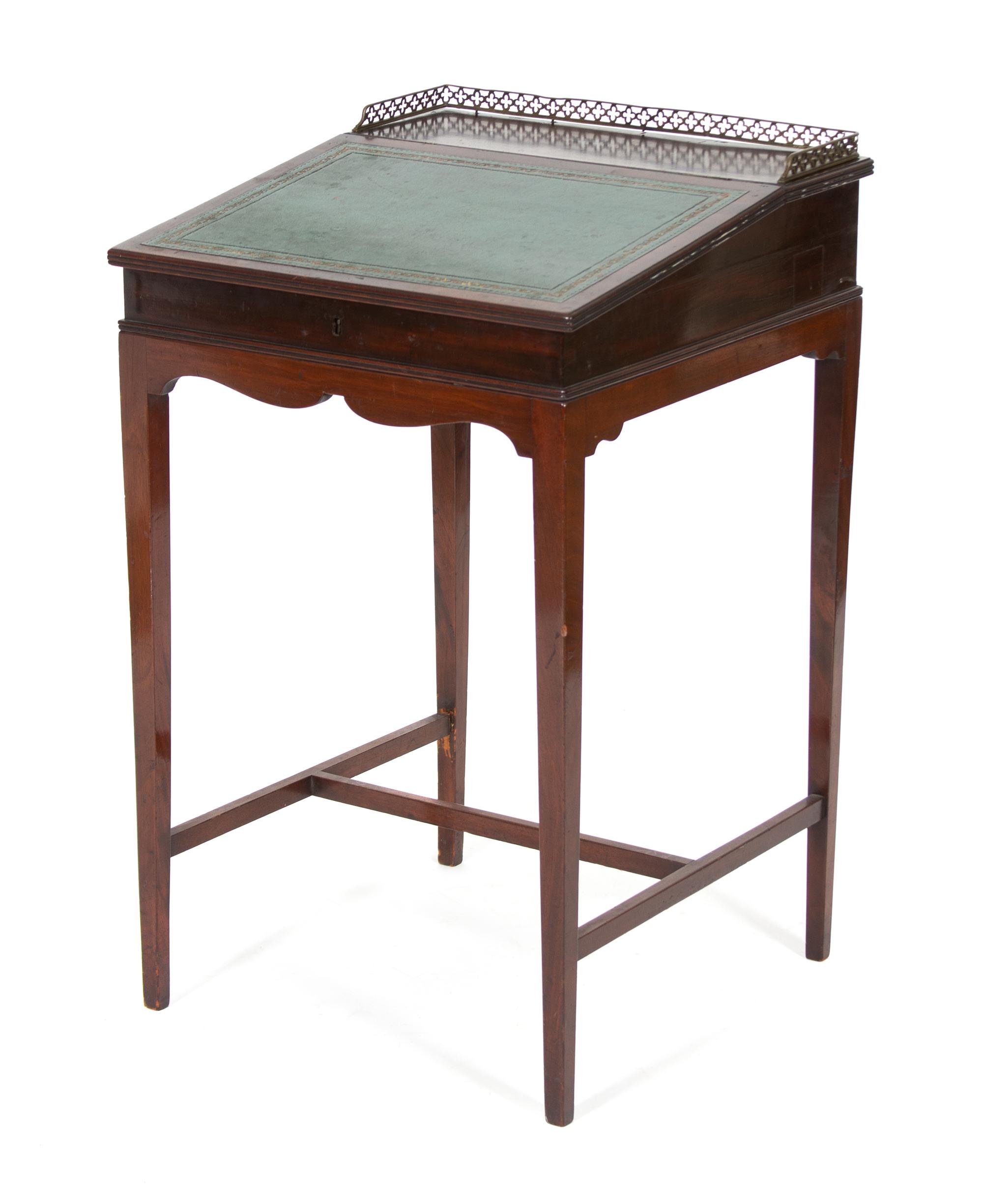 A George III Mahogany Desk Height 34 x width 20 1/2 x depth 22 inches. — 19TH CENTURY