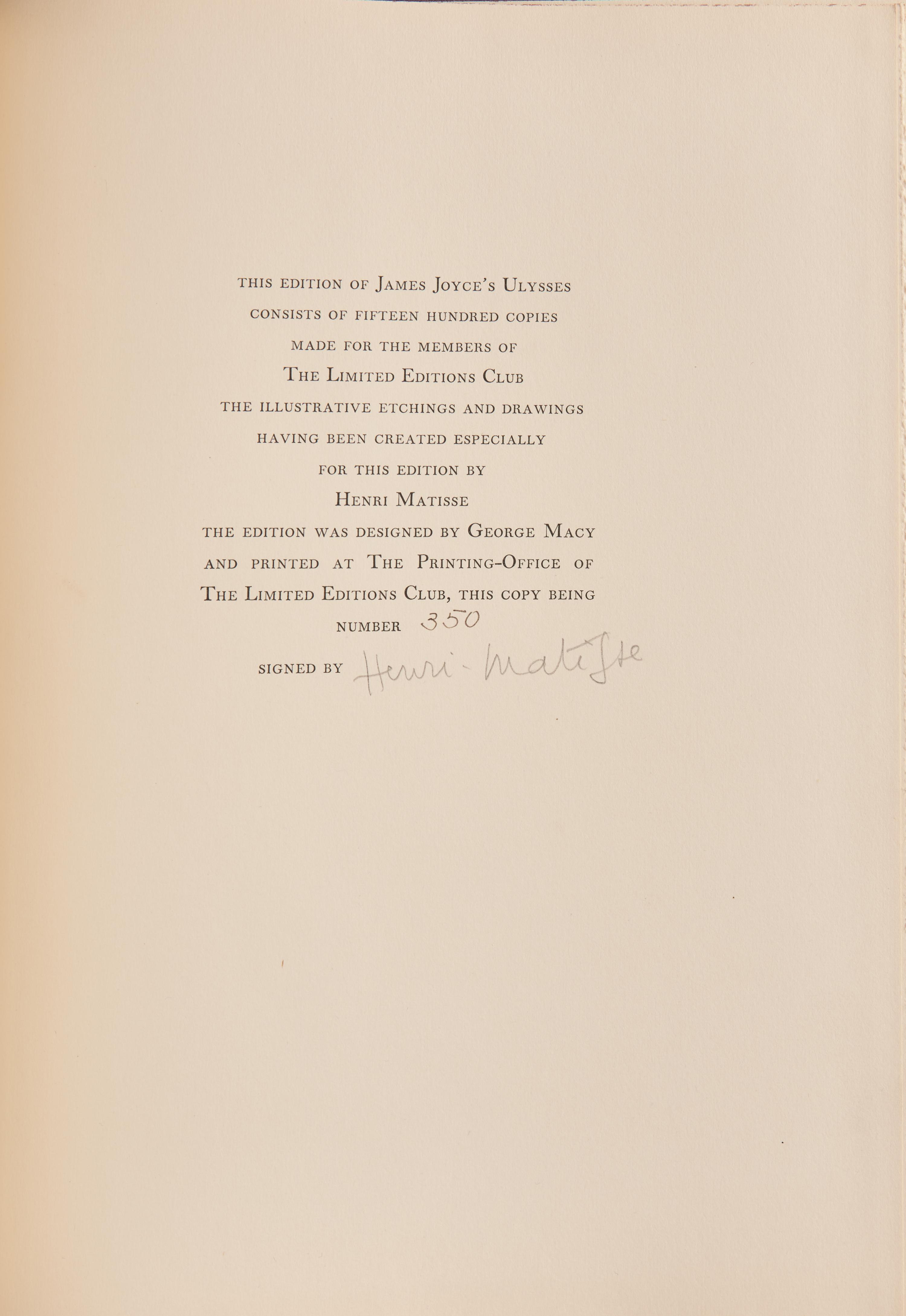 [Literature] [Matisse, Henry] Joyce, James. Ulysses
