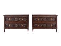 A Pair of Louis XVI Style Two-Drawer Bedside Commodes