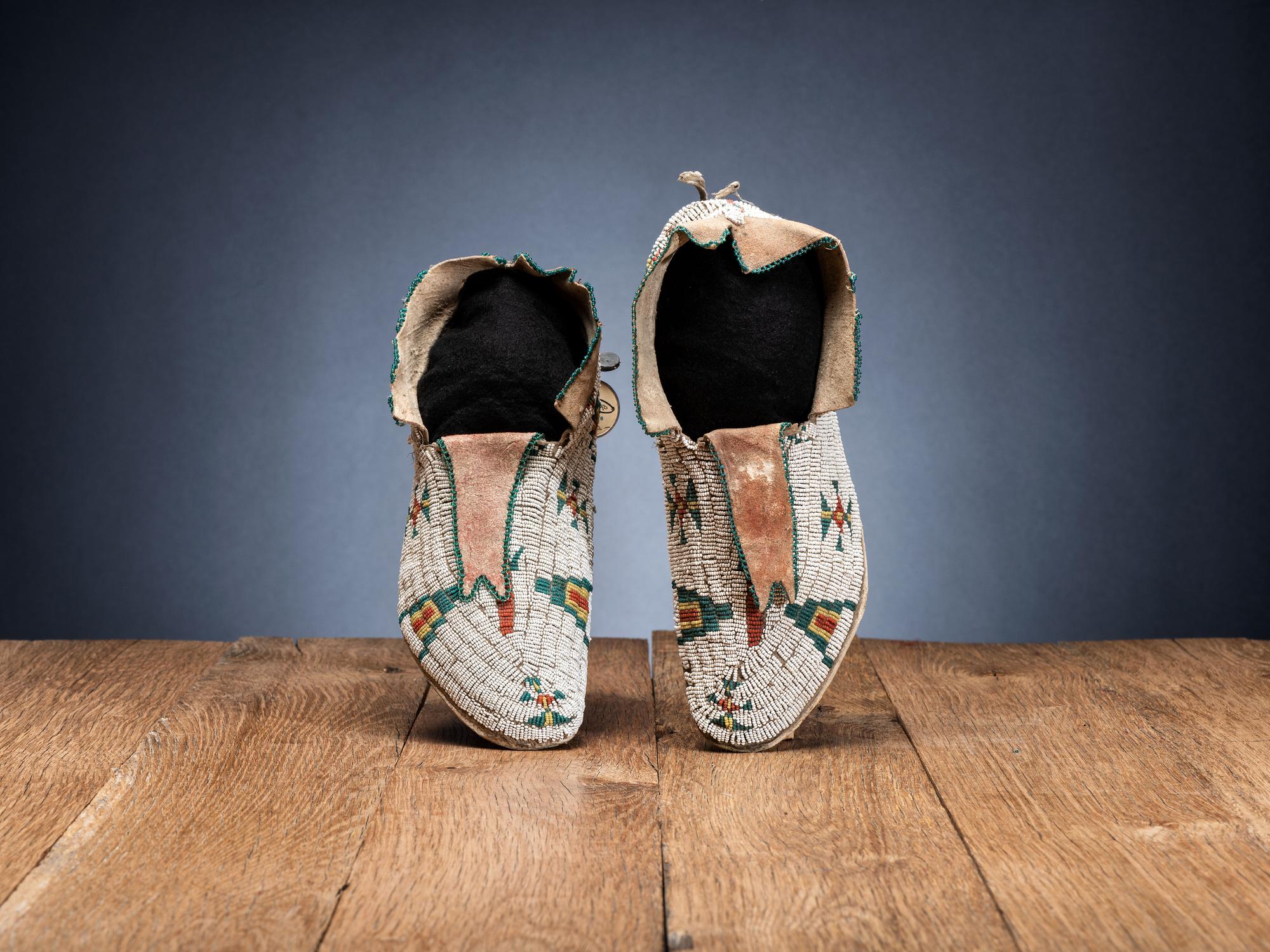 Cheyenne Beaded Hide Moccasins