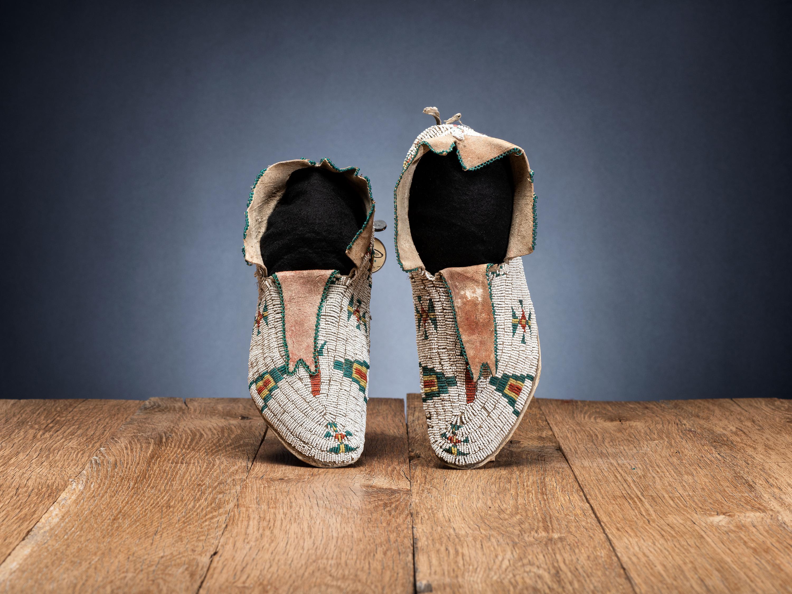 Cheyenne Beaded Hide Moccasins