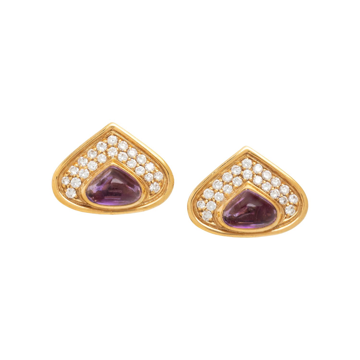MARINA B, AMETHYST AND DIAMOND EARRINGS