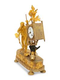 A Restauration Gilt and Patinated Bronze "Gardener" Clock