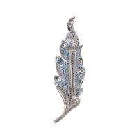 SAPPHIRE AND DIAMOND LEAF BROOCH