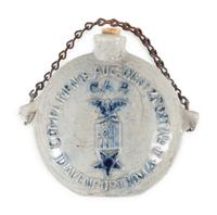 A Cobalt Decorated Stoneware Grand Army of the Republic G.A.R. Flask