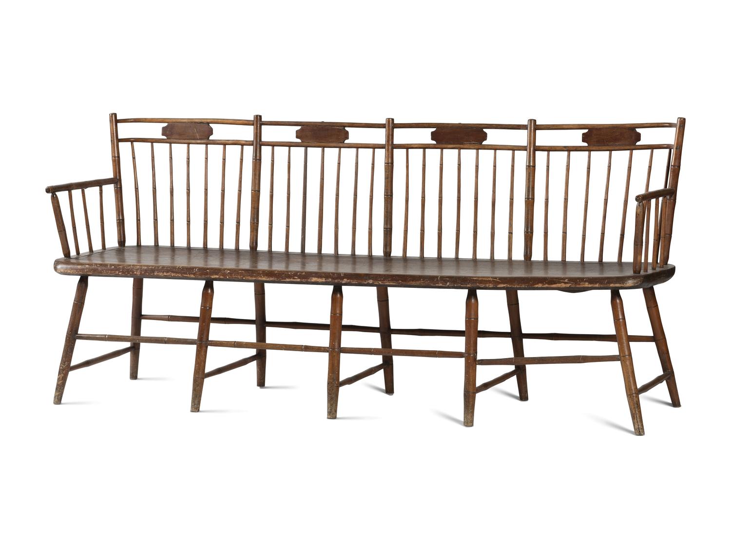 A Bamboo-Turned Birdcage Windsor Settee