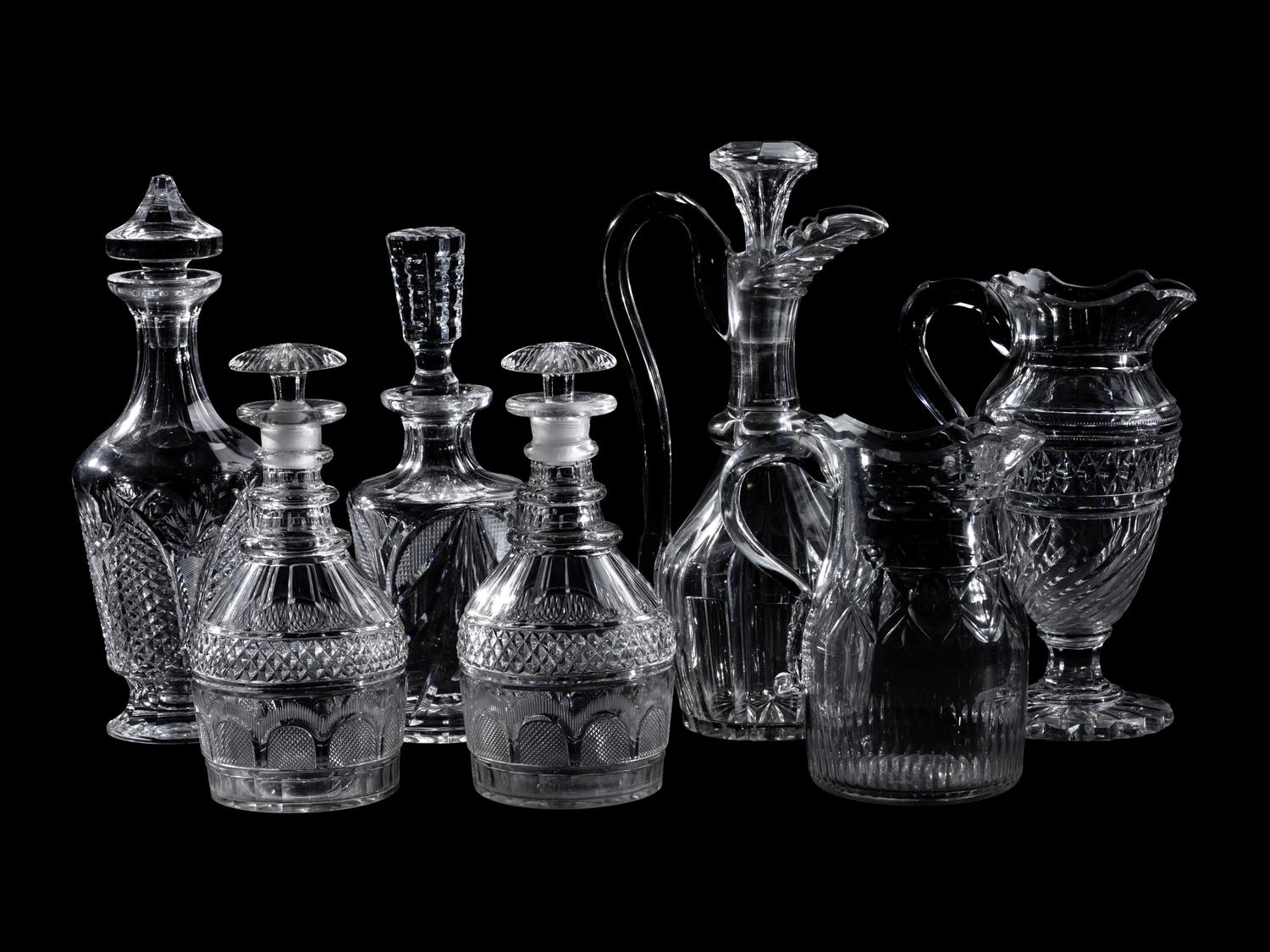 Eleven Anglo-Irish and Other Cut Glass Articles