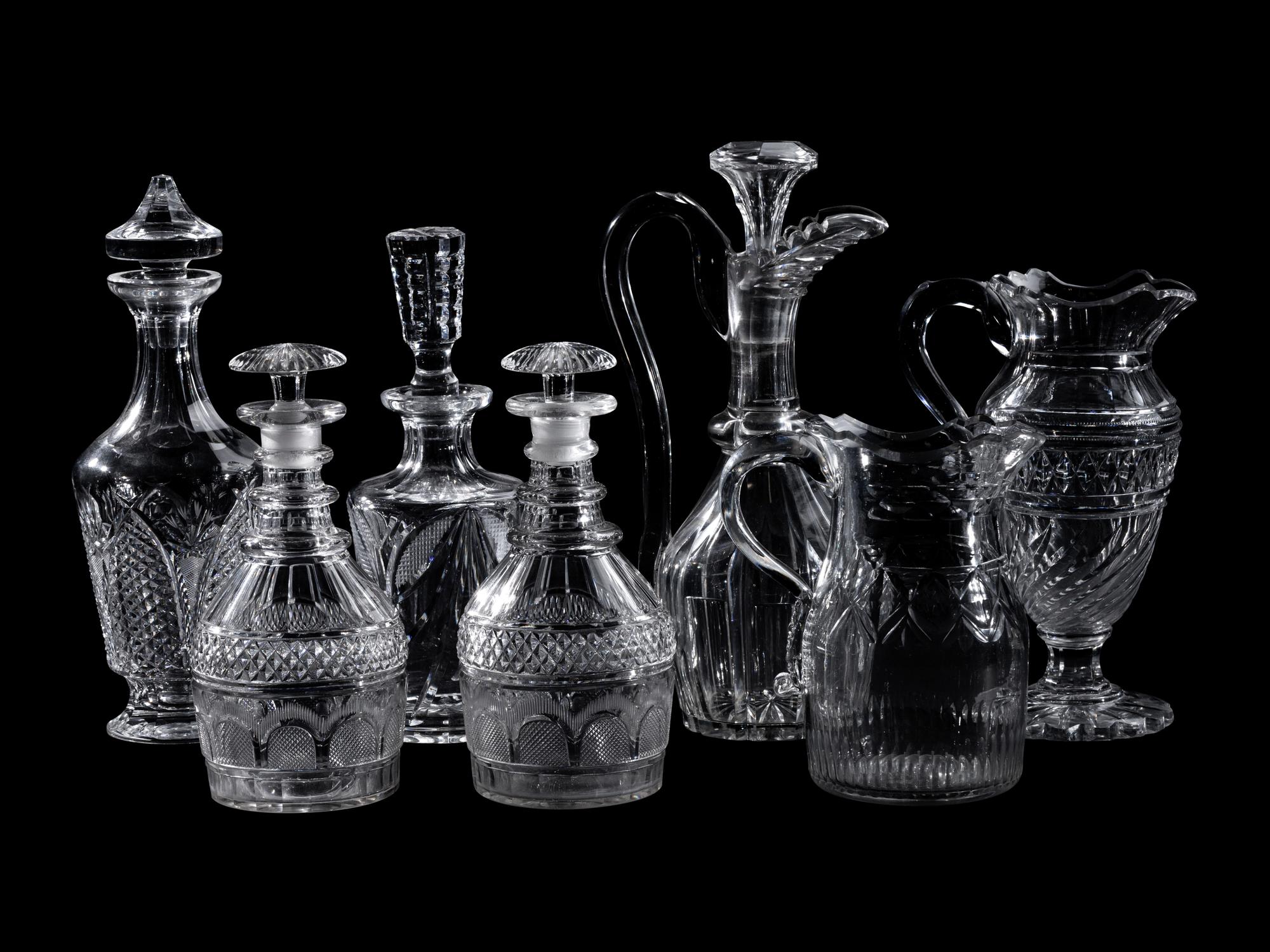 Eleven Anglo-Irish and Other Cut Glass Articles