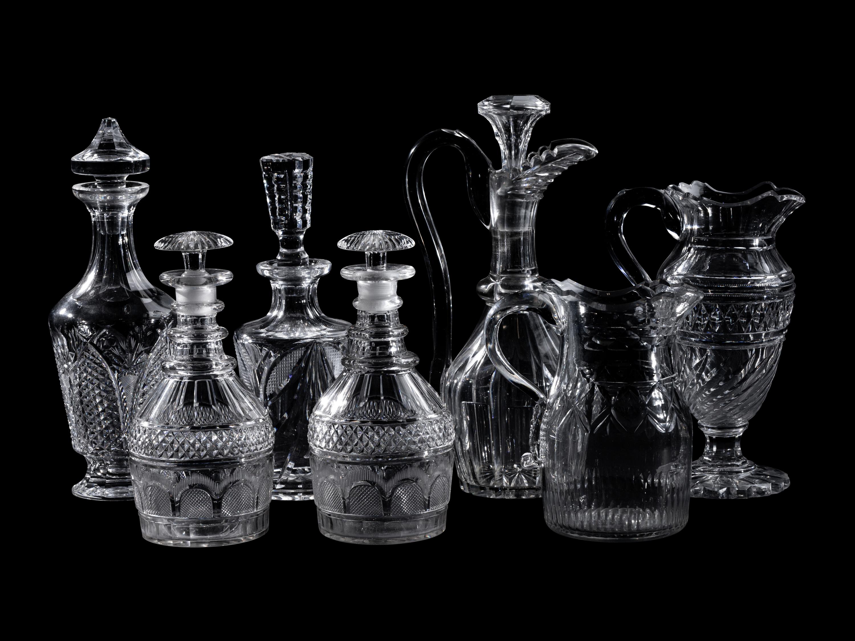 Eleven Anglo-Irish and Other Cut Glass Articles