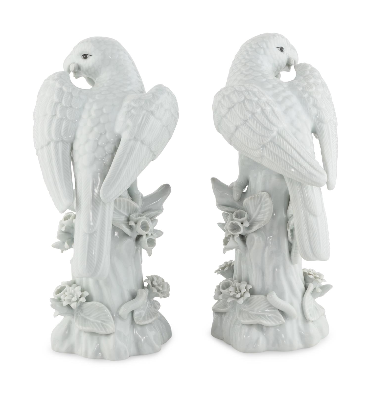 A Pair of Blanc-de-Chine Parrots