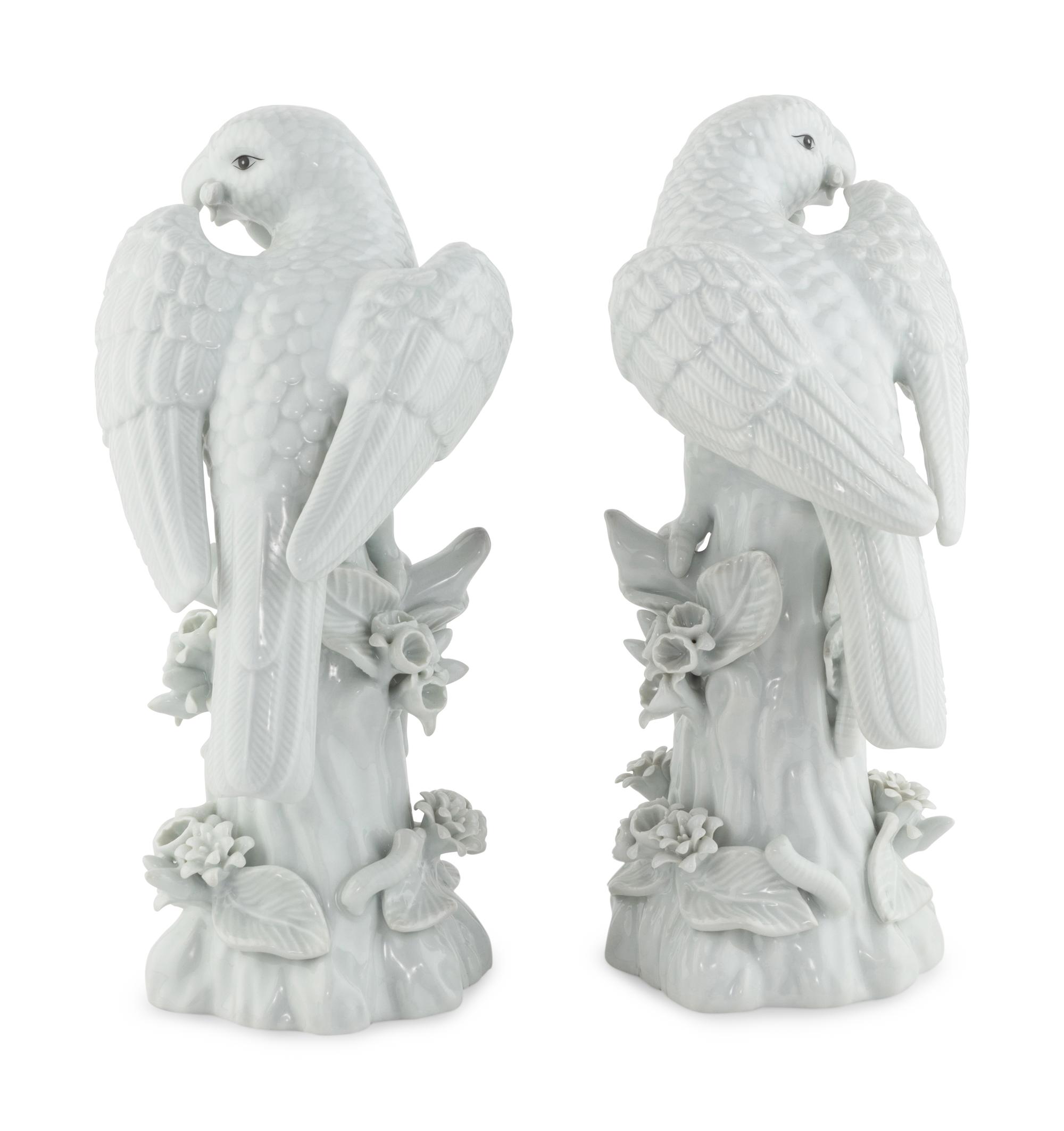 A Pair of Blanc-de-Chine Parrots